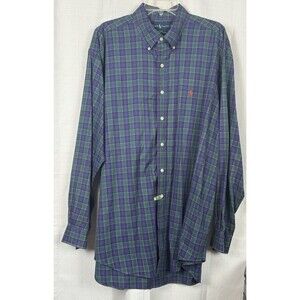 Ralph Lauren Shirt Mens Extra Large Green   Plaid Blake Button Down Classic